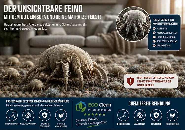 Hausstaubmilben in Polsterm&ouml;beln - professionelle Milbenentfernung